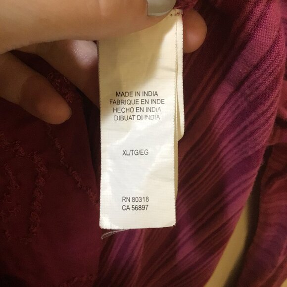 Lucky Brand long-sleeve embroidered panel and striped sleeves top - Picture 4 of 6